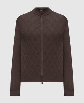 Canali Коричневый кардиган из шерсти и кашемира MK02362C0022