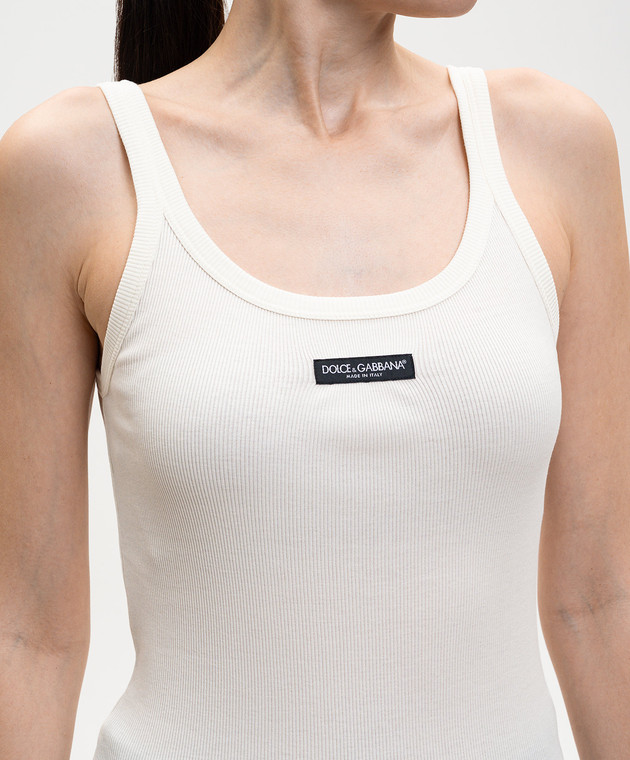 Dolce&Gabbana Майка кольору айворі в рубчик F8W45TFU7AV зображення 5