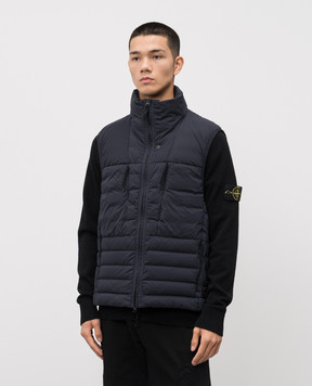 Stone Island Синий пуховый жилет с патчем логотипа K2S15G100004S0183