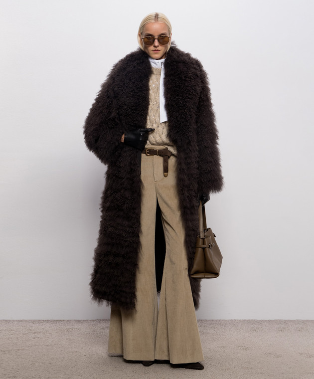 Simonetta Ravizza Коричневая двусторонняя шуба Julia F06CO199MG3R изображение 2