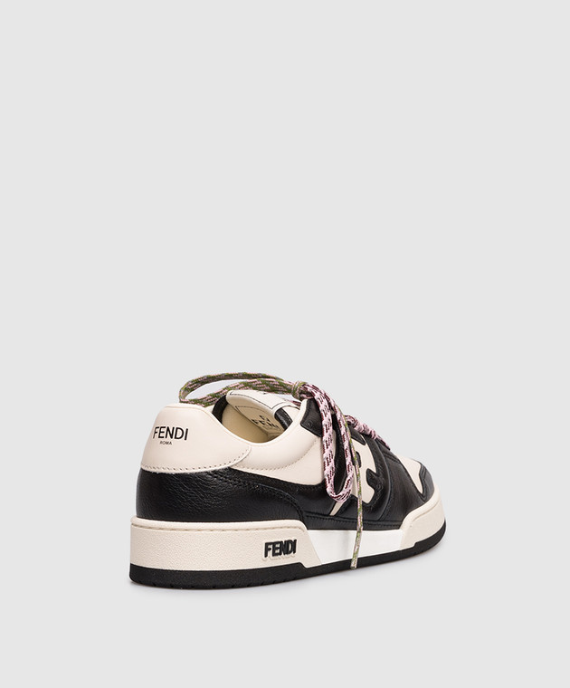 Fendi Бежевые кожаные кроссовки Match 8E8943AY1Q изображение 3