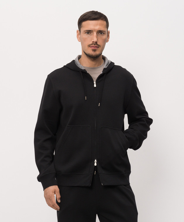 Brunello Cucinelli Чорна спортивна куртка з капюшоном MM8319069G зображення 3