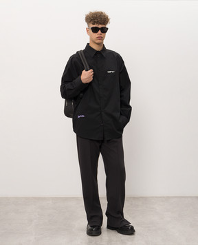 Off-White Черная рубашка Archi Geography Arrow 44MGE055F26F001