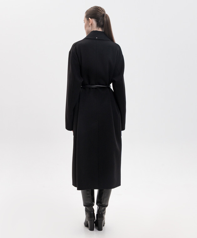 Max Mara Sportmax Черное пальто ZANNATA на запах из шерсти SPXZANNATA изображение 3