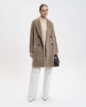 Max Mara Бежеве двобортне пальто Roseto з вовною альпаки ROSETO
