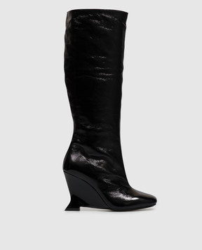 Balmain Чорні шкіряні лаковані чоботи HN0TA305LMSI