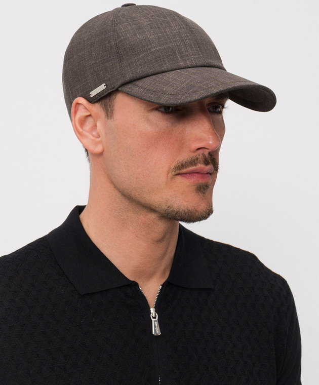 Enrico Mandelli Коричневая кепка из шерсти, шелка и льна CAP4016020 изображение 2