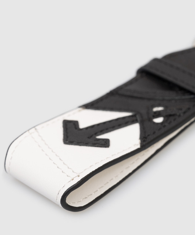 Off-White Чорний шкіряний брелок з принтом логотипа OMZF003C99LEA001 зображення 4