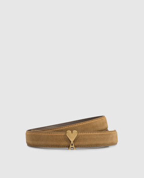 Ami Paris Коричневый замшевый ремень с эмблемой UBL209AL0190