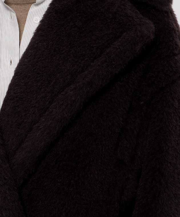 Max Mara Коричневое двубортное пальто TEDGIRL из шерсти и шелка TEDGIRL изображение 5