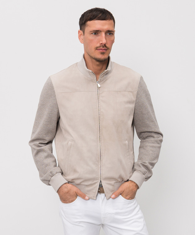 Enrico Mandelli Бежевая комбинированная куртка 3T907A7405 изображение 3