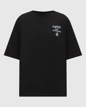 Comme des Fuckdown Чорна футболка з брендовим принтом FMS6CFABM01952