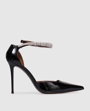 Giuseppe Zanotti Чорні шкіряні лаковані туфлі Raquel з кристалами I560012