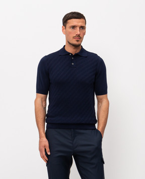 Cashmere&Whiskey Синє поло з тканим візерунком DOP268