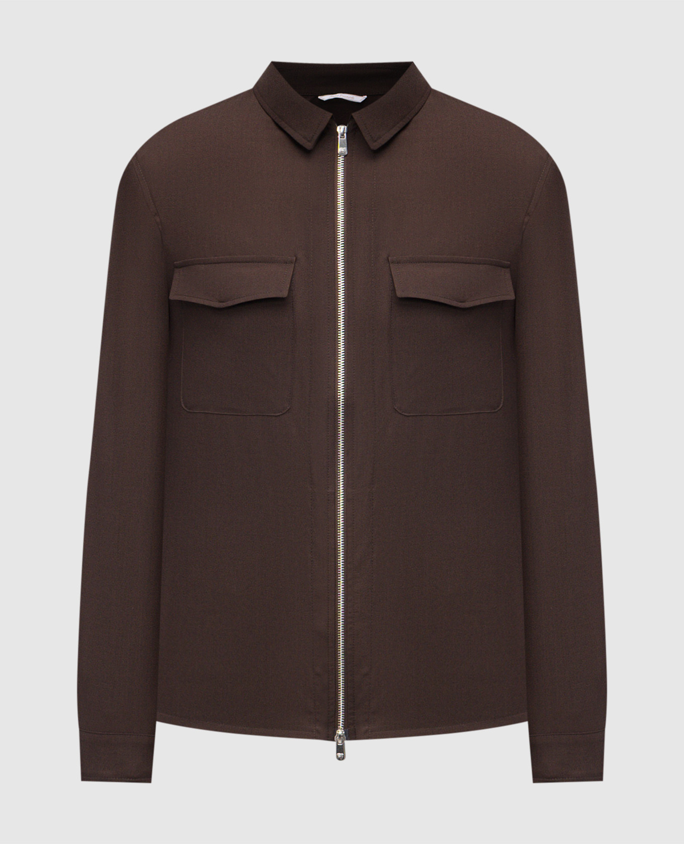 Коричневая рубашка из шерсти и шелка