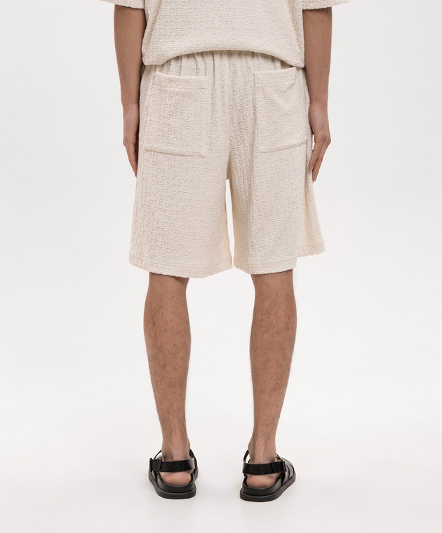 Off-White Бежеві шорти у візерунок логотипа OFF 44XCB092C9J0010 зображення 4