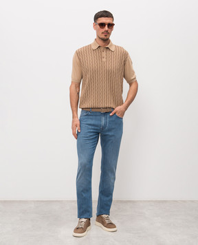 Stefano Ricci Коричневе поло в тканий візерунок K414014P13F26165