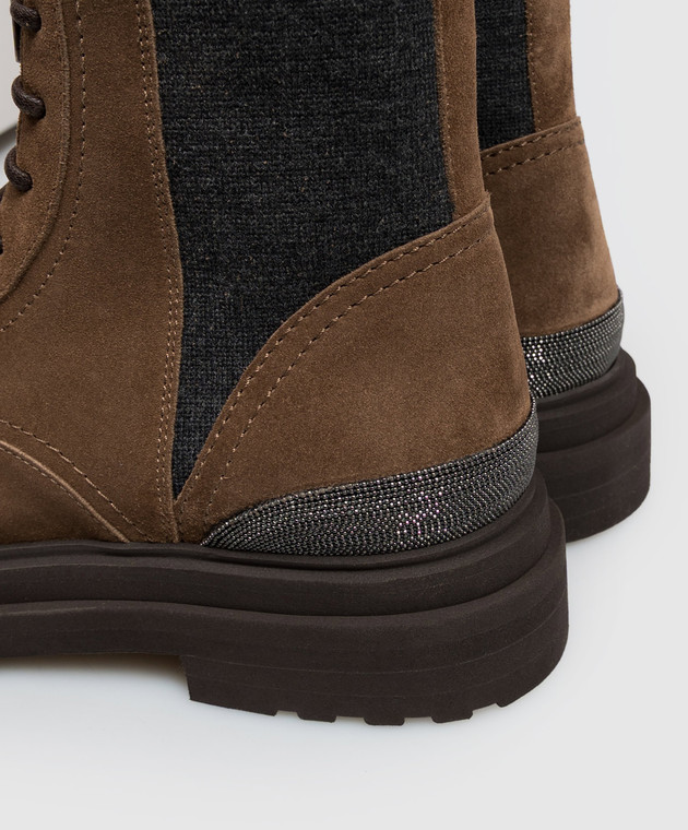 Brunello Cucinelli Коричневые замшевые ботинки с цепочкой мониль MZSFG3308 изображение 5