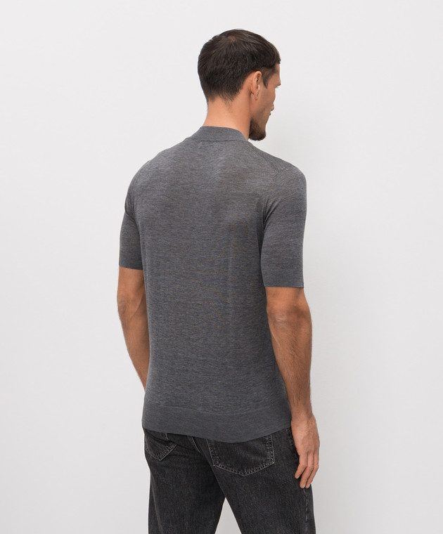 Brunello Cucinelli Серая меланжевая футболка с шелком MNB805404P изображение 4
