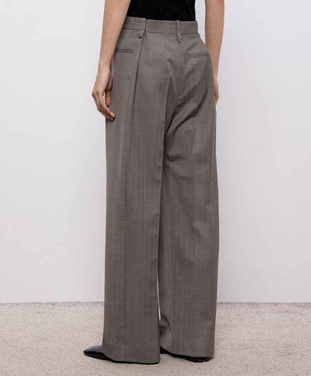 Victoria Beckham Серые брюки из шерсти 1226WTR007113A изображение 4