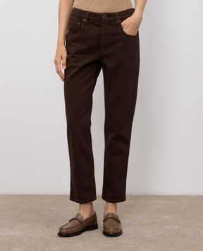 Brunello Cucinelli Коричневые джинсы с патчем логотипа MPH81P5847