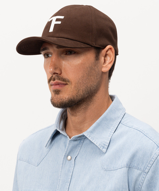 Tom Ford Коричневый кепка с вышивкой монограммы MH005TCN061G изображение 2