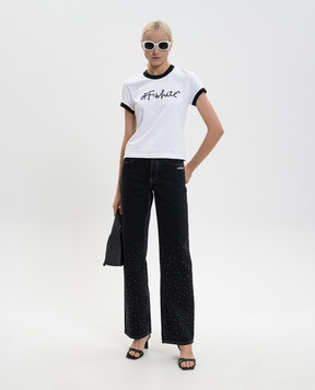 Off-White Черные джинсы Susy с кристаллами Swarovski 2YA069S26DEN004