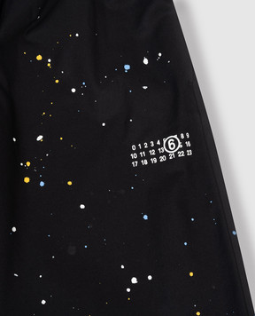 Maison Margiela MM6 Детские черные брюки в принт в виде пятен краски M60953MM07B