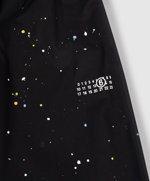 Maison Margiela MM6 Дитячі чорні штани в принт у вигляді плям фарби M60953MM07B зображення 3