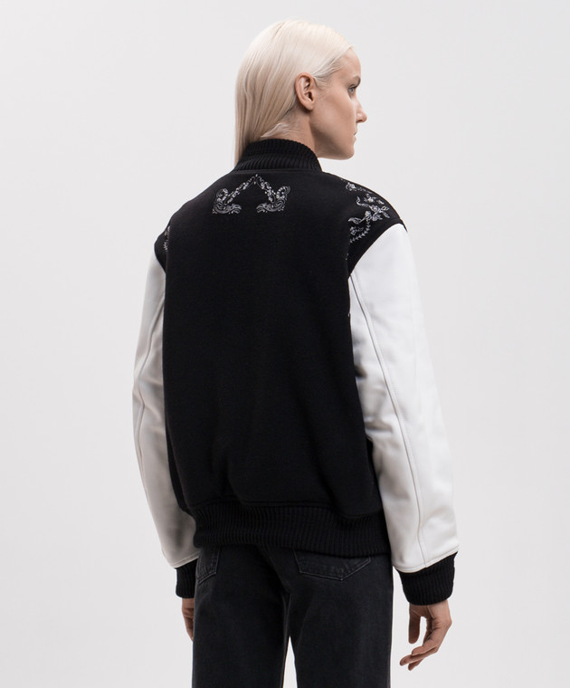 Off-White Черный комбинированный бомбер 2FG00404T изображение 4