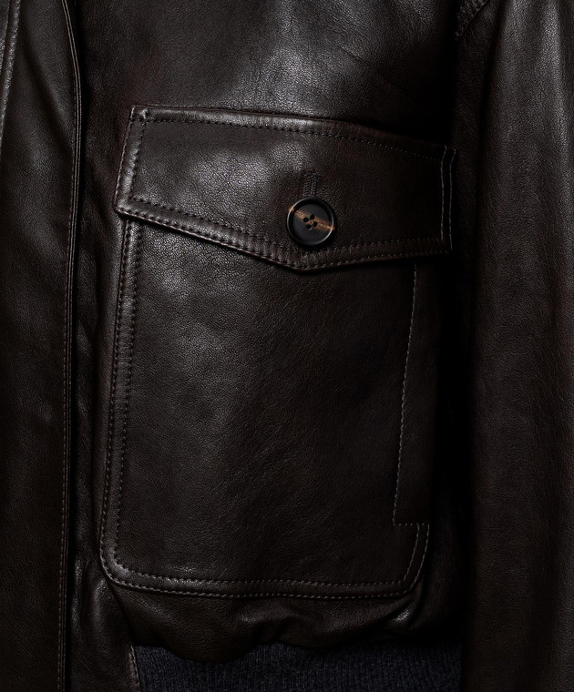 Brunello Cucinelli Коричнева шкіряна куртка MPCTN7656P зображення 5