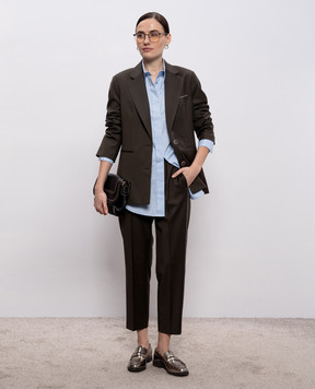 Peserico Коричневий жакет з вовни з ланцюжком моніль A0120202584