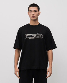 Off-White Чорна футболка Paperclip 44MAA120F5J00I