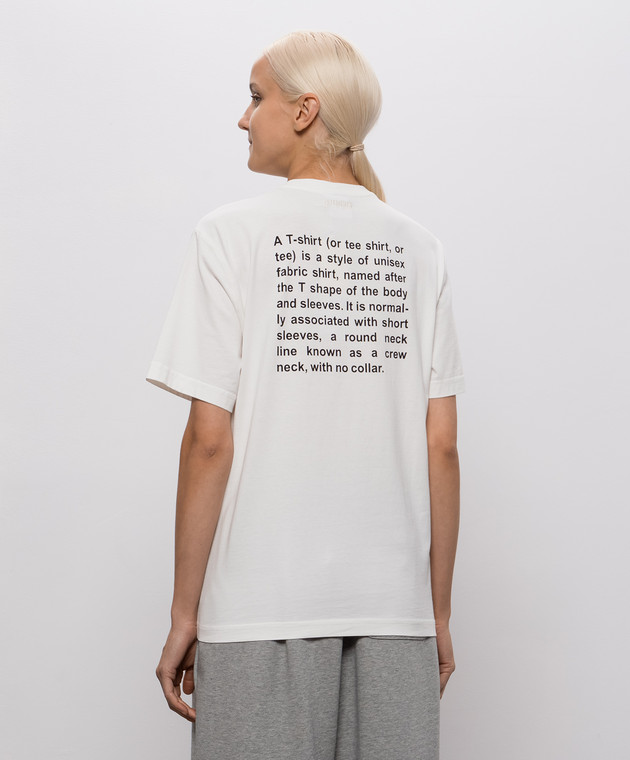 Vetements Футболка кольору айворі з контрастним принтом MH27TR220Ww зображення 4