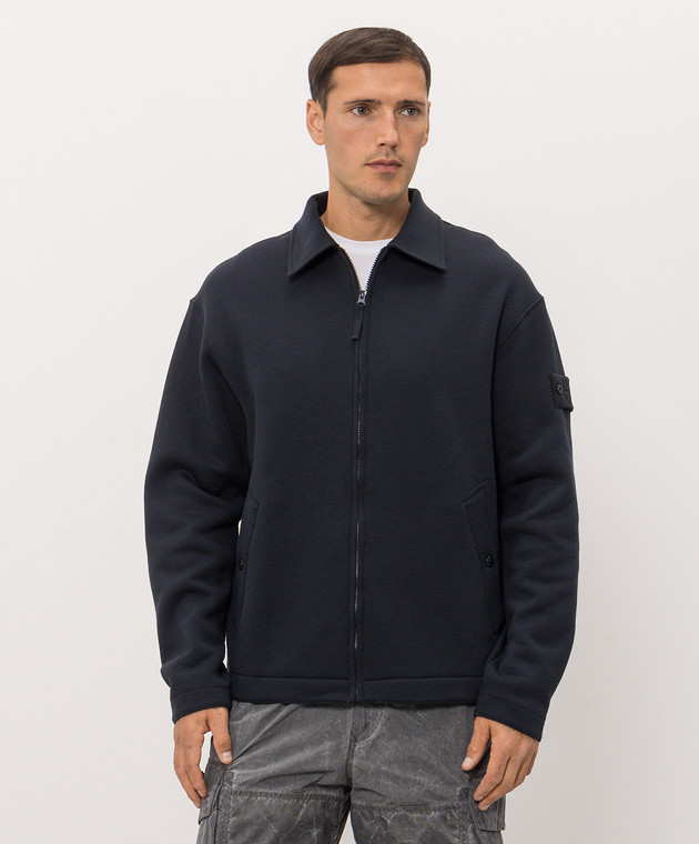 Stone Island Синій кардиган з вовною L2S156100014S0F15 зображення 3