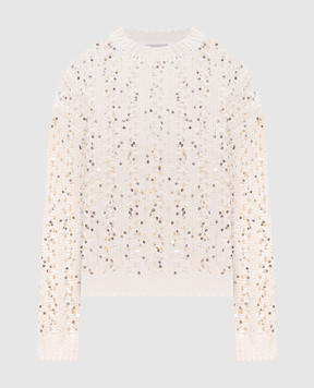 Peserico Бежевий ажурний светр з паєтками A99071F039117B