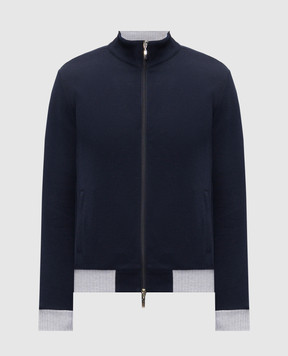 Doriani Cashmere Синя спортивна куртка з контрастними манжетами 846J29LUNJ29CO