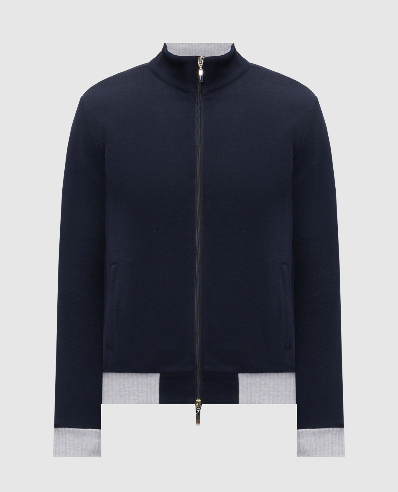 Синяя спортивная куртка с контрастными манжетами