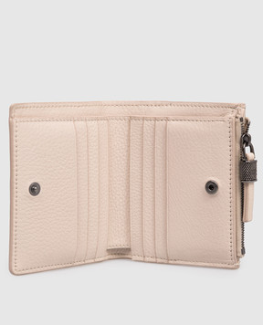 Brunello Cucinelli Бежеве шкіряне портмоне з принтом логотипа MWCAM2718