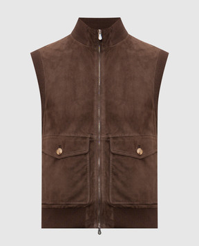 Brunello Cucinelli Коричневий замшевий жилет MPCLF2079