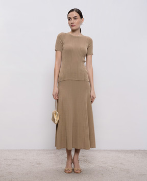 Agnona Бежевий топ з шовком в рубчик KT090157Q180P