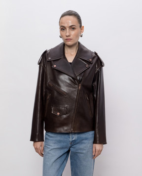 Babe Pay Pls Коричнева шкіряна косуха 2518TONE