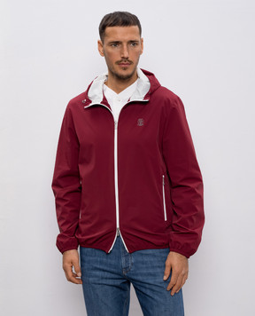 Brunello Cucinelli Бордова вітровка з вишивкою емблеми MM49A7440G