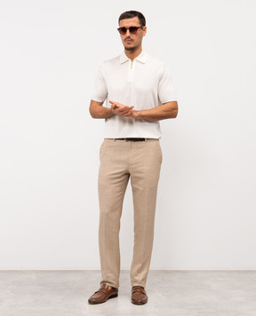 Stefano Ricci Біле поло із шовку з вишивкою монограми логотипа K616215P31F26101