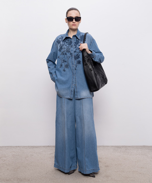 Ermanno Scervino Life Синя сорочка з ефектом деніму D484K700YKRI зображення 2