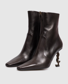 Saint Laurent Коричневые кожаные ботильоны OPYUM A0027UAAGXG