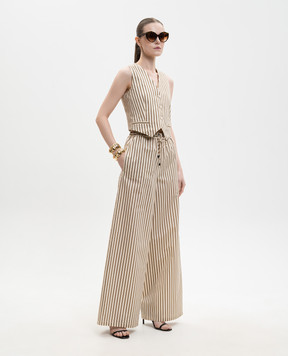 Max Mara Бежевый жилет FAUNO в полоску с шелком MXMFAUNO