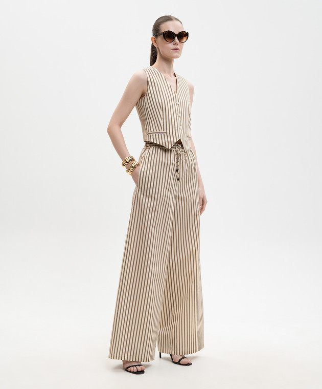 Max Mara Бежевый жилет FAUNO в полоску с шелком MXMFAUNO изображение 2