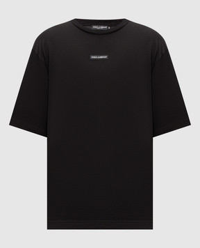 Dolce&Gabbana Черная футболка с нашивкой логотипа G8PN9TG7QNP