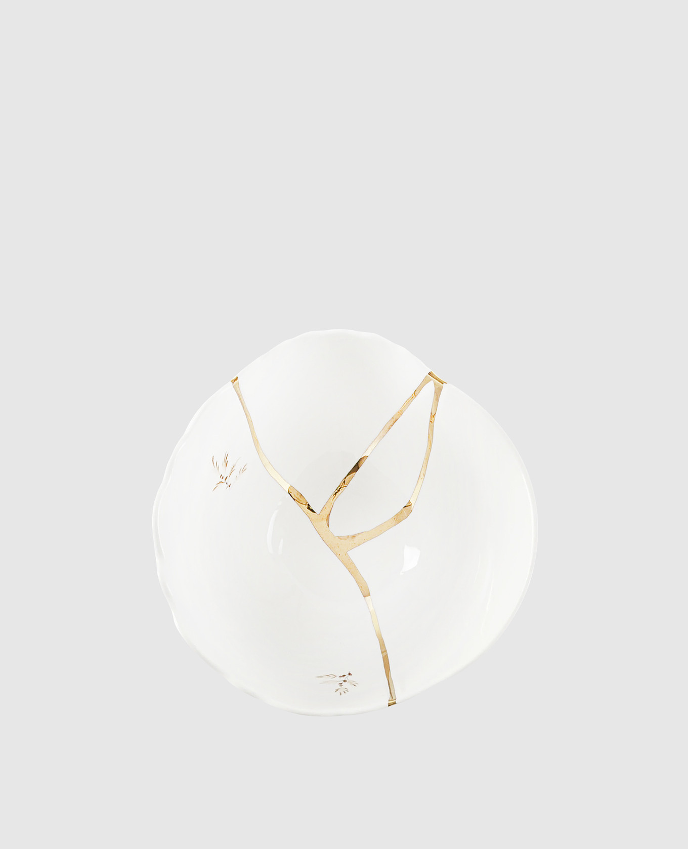 

Белая фарфоровая пиала Kintsugi с позолотой, Белый, Посуда
